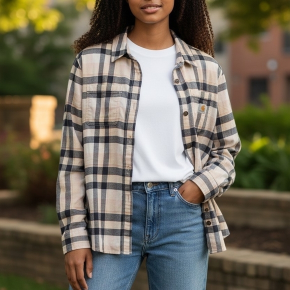 Carhartt Tops - Carhartt Rugged Flex Plaid Shirt - Black and Pink